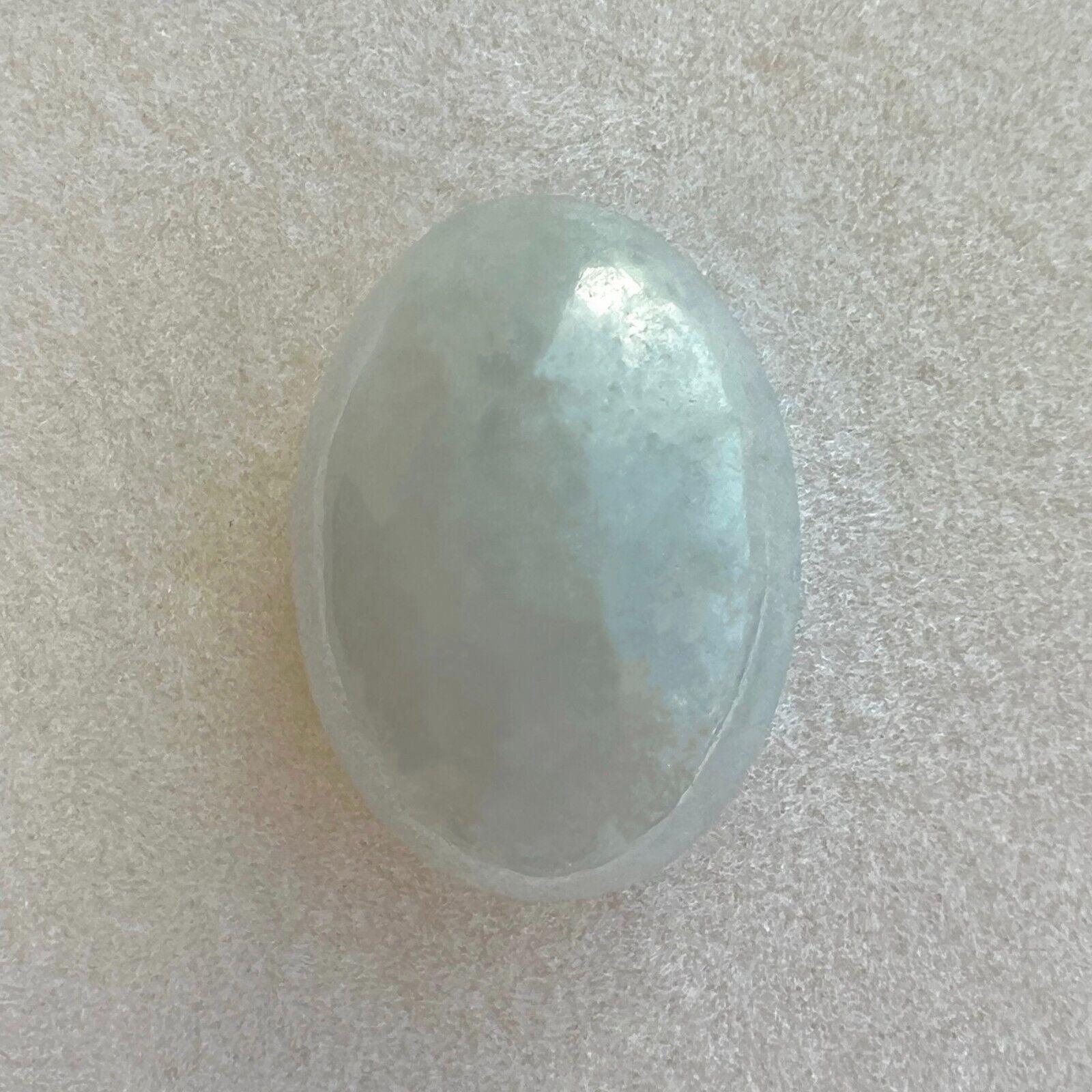 Oval Cut 27.15Ct IGI Certified Grey White 'ice' Jadeite Jade ‘A’ Grade Cabochon Untreated For Sale