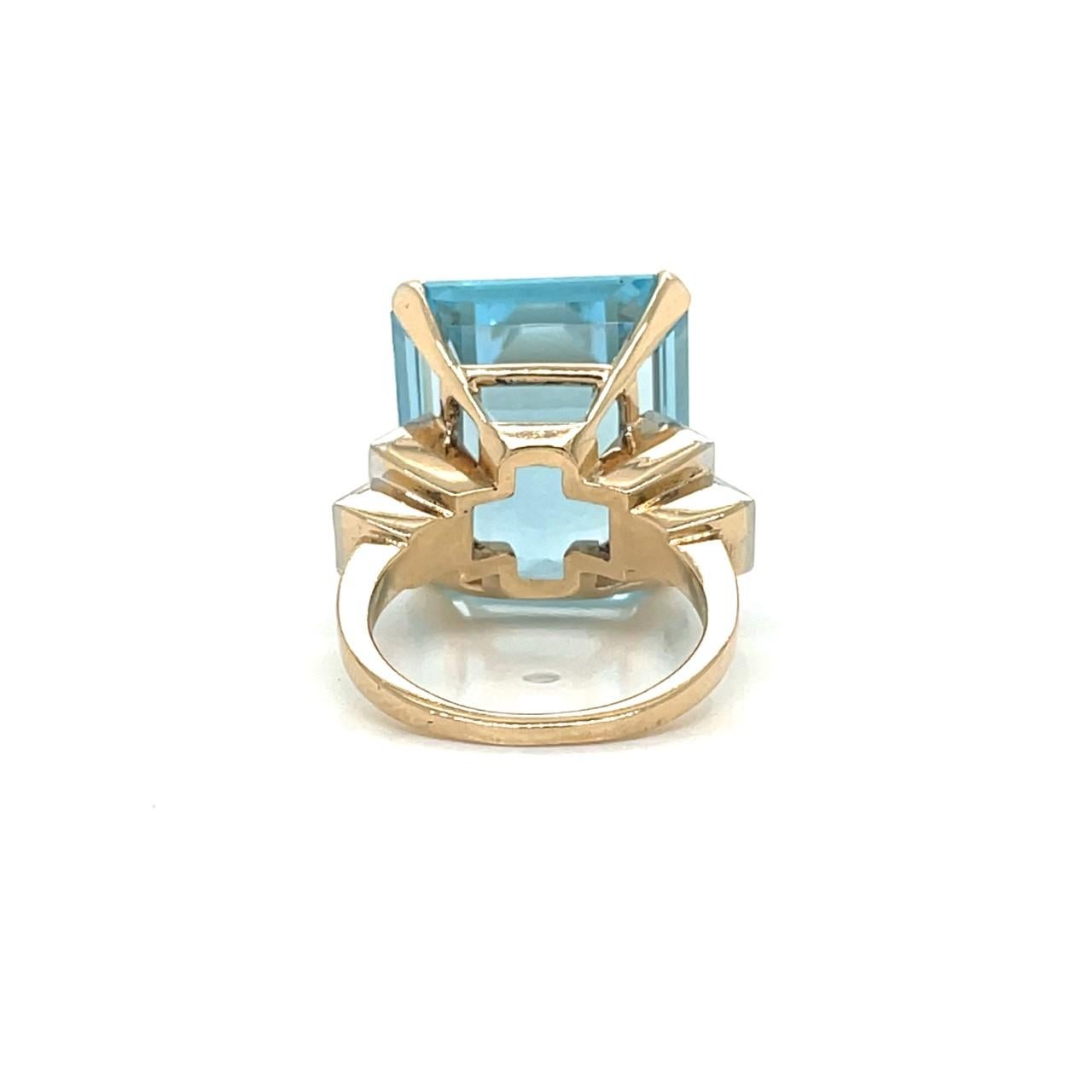 vintage emerald cut aquamarine ring