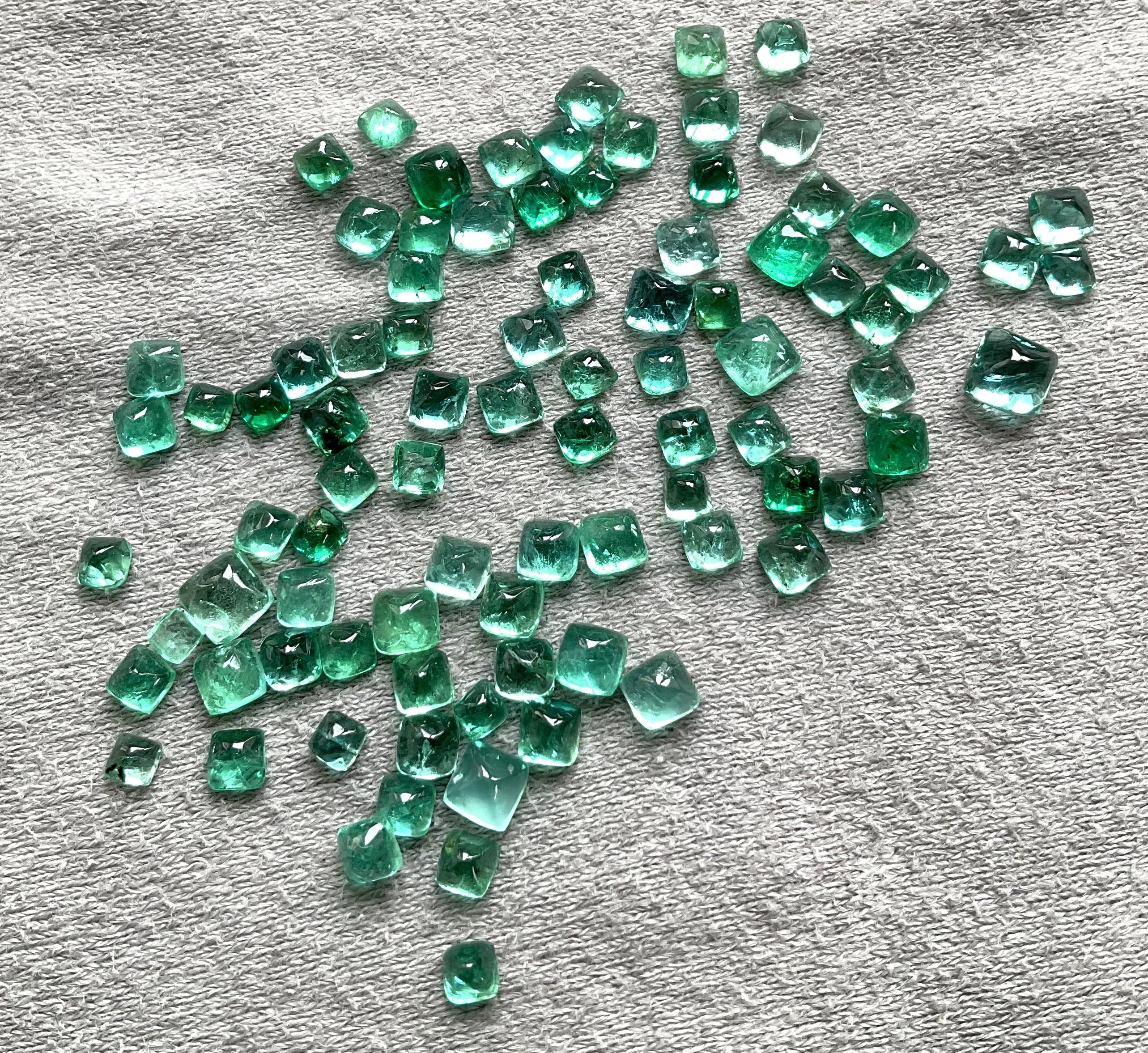 27.19 Carats Zambian Emerald Sugarloaf Cabochon For Fine Jewelry Natural Gem

Gemstone: Emerald
Weight: 27.19 Carats
Size: 3 To 5.5 MM
Pieces: 88
Shape: Sugarloaf
