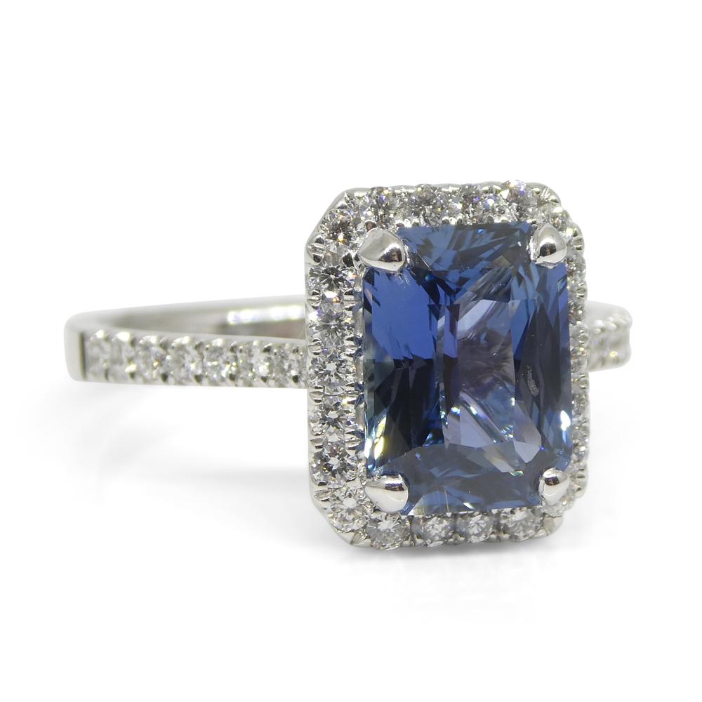 2.71ct Blue Sapphire, Diamond Engagement/Statement Ring in 18K White Gold For Sale 4