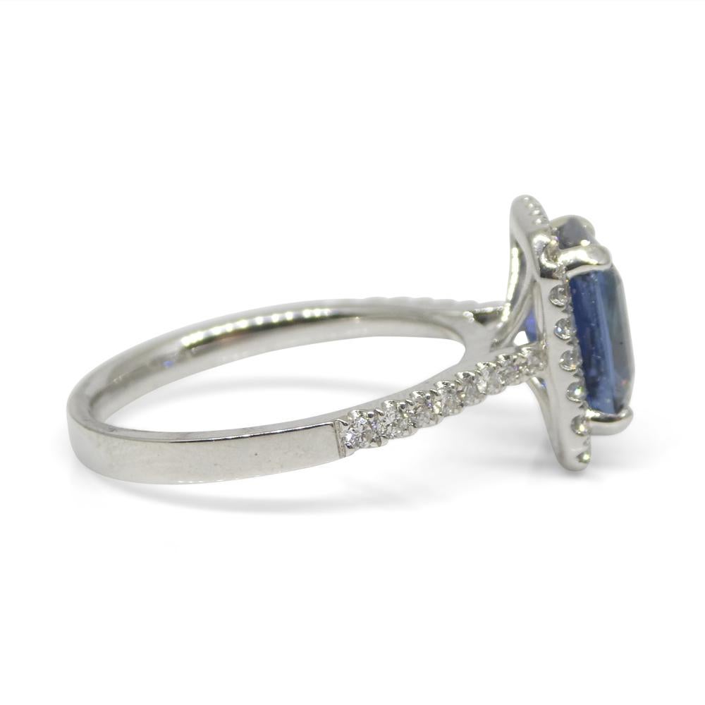2.71ct Blue Sapphire, Diamond Engagement/Statement Ring in 18K White Gold For Sale 6