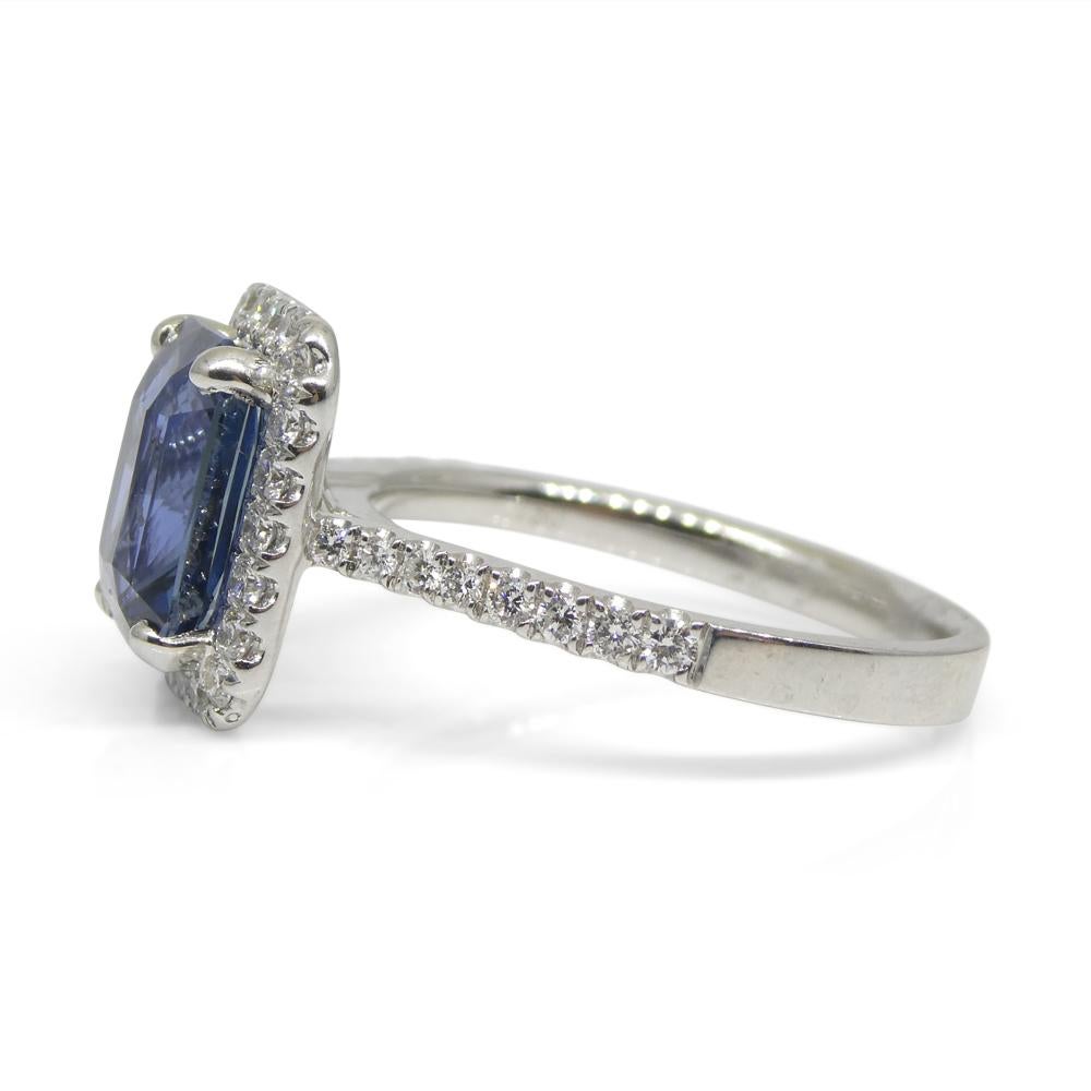2.71ct Blue Sapphire, Diamond Engagement/Statement Ring in 18K White Gold For Sale 7