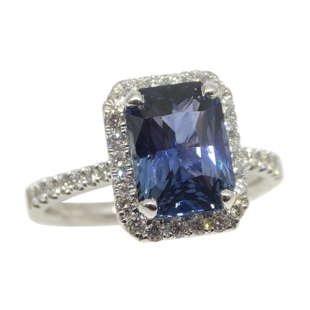 2.71ct Blue Sapphire, Diamond Engagement/Statement Ring in 18K White Gold In New Condition For Sale In Toronto, Ontario