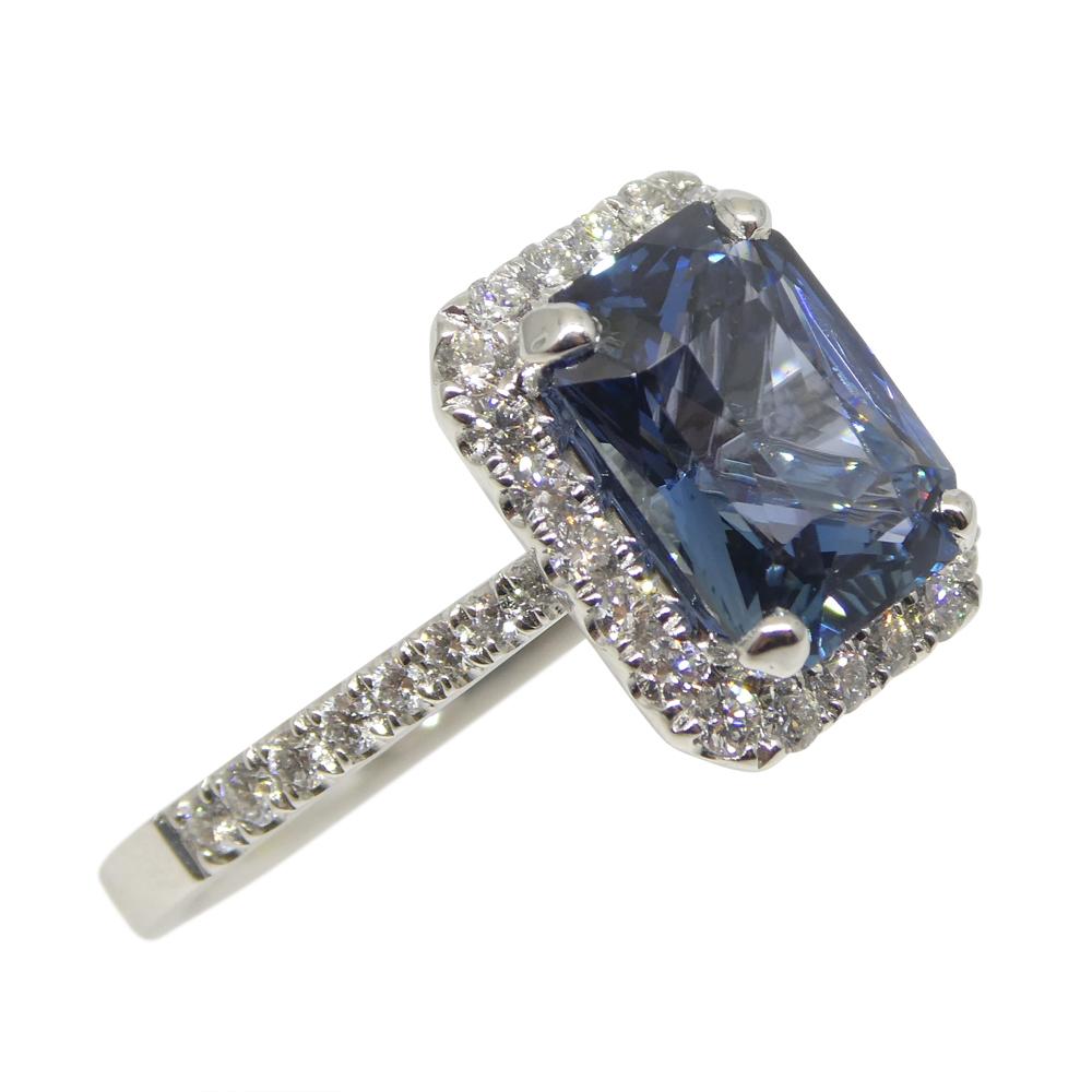 2.71ct Blue Sapphire, Diamond Engagement/Statement Ring in 18K White Gold For Sale 1