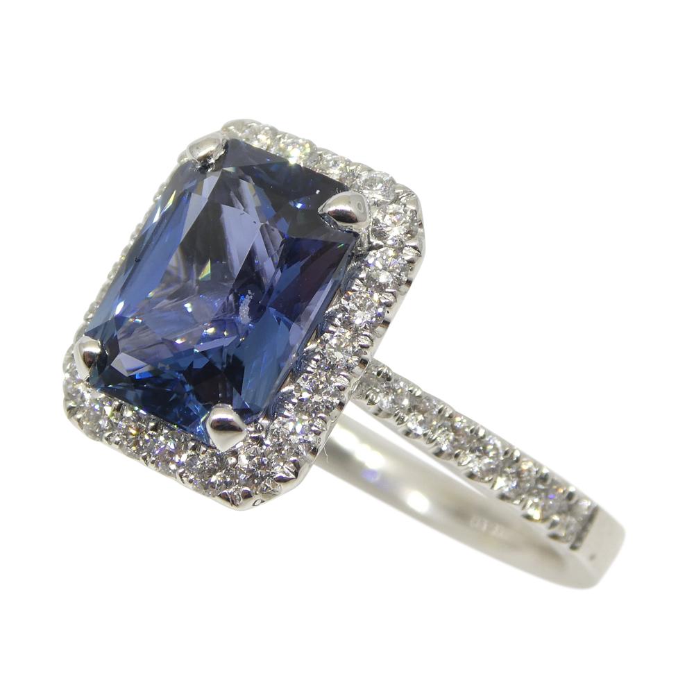 2.71ct Blue Sapphire, Diamond Engagement/Statement Ring in 18K White Gold For Sale 2