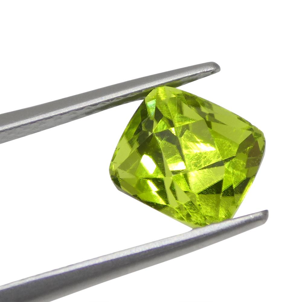 2.71ct Cushion Yellowish Green Peridot from Sapat Gali, Pakistan, Unheated In New Condition For Sale In Toronto, Ontario