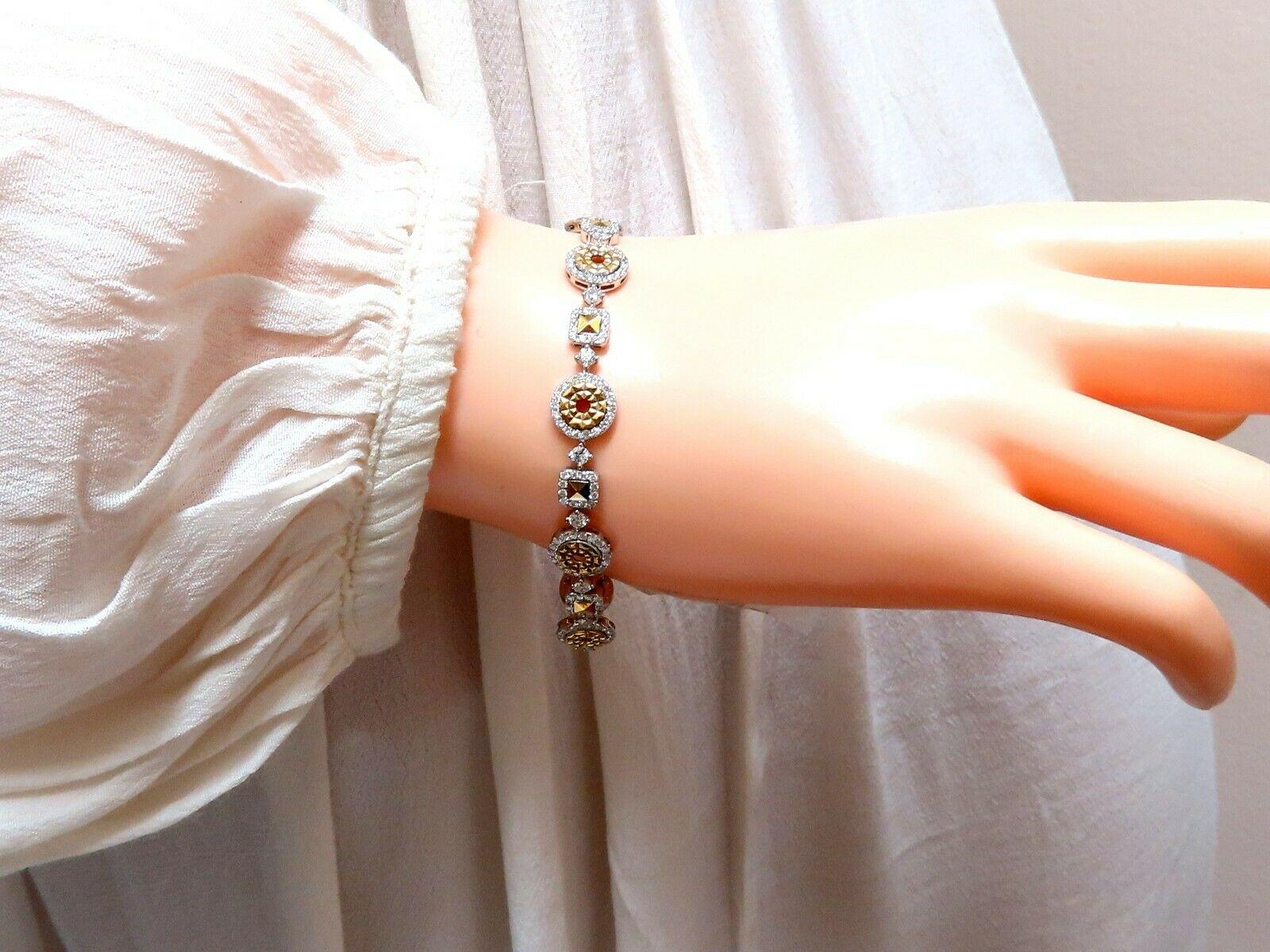 2,71 Karat natürliche runde Diamanten abwechselnd Pyramidenschliff Glieder 18 Karat aufwändig für Damen oder Herren im Angebot