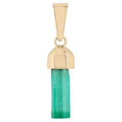 2.71ct Rough Colombian Emerald Pendant  18K Gold Bezel Set Unisex Necklace