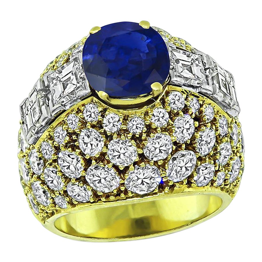 Anello in oro con zaffiro da 2,71 carati e diamanti da 5,75 carati