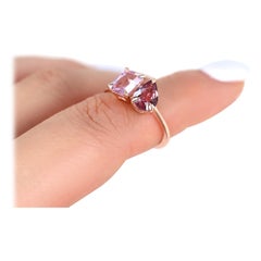 2.71cts Gemini 8x6mm + 9x6mm 14kt Rose Gold Unique Sapphire Toi Et Moi Ring