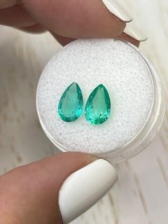 2.71tcw 9.4x6 Matching Loose Colombian Emeralds - Pear Cut Teardrop