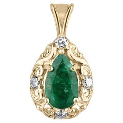 2.71tcw Emerald & Diamond Pendant  14K Gold Vintage-Inspired Fairytale Jewelry