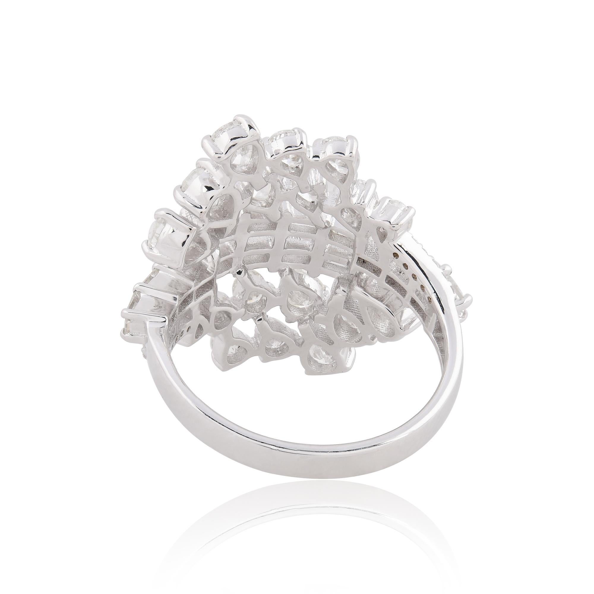 Women's 2.72 Carat Baguette Pear Diamond Wrap Ring 18 Karat White Gold Handmade Jewelry For Sale
