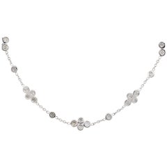 2.72 Carat Diamond Floral Necklace 18 Karat in Stock