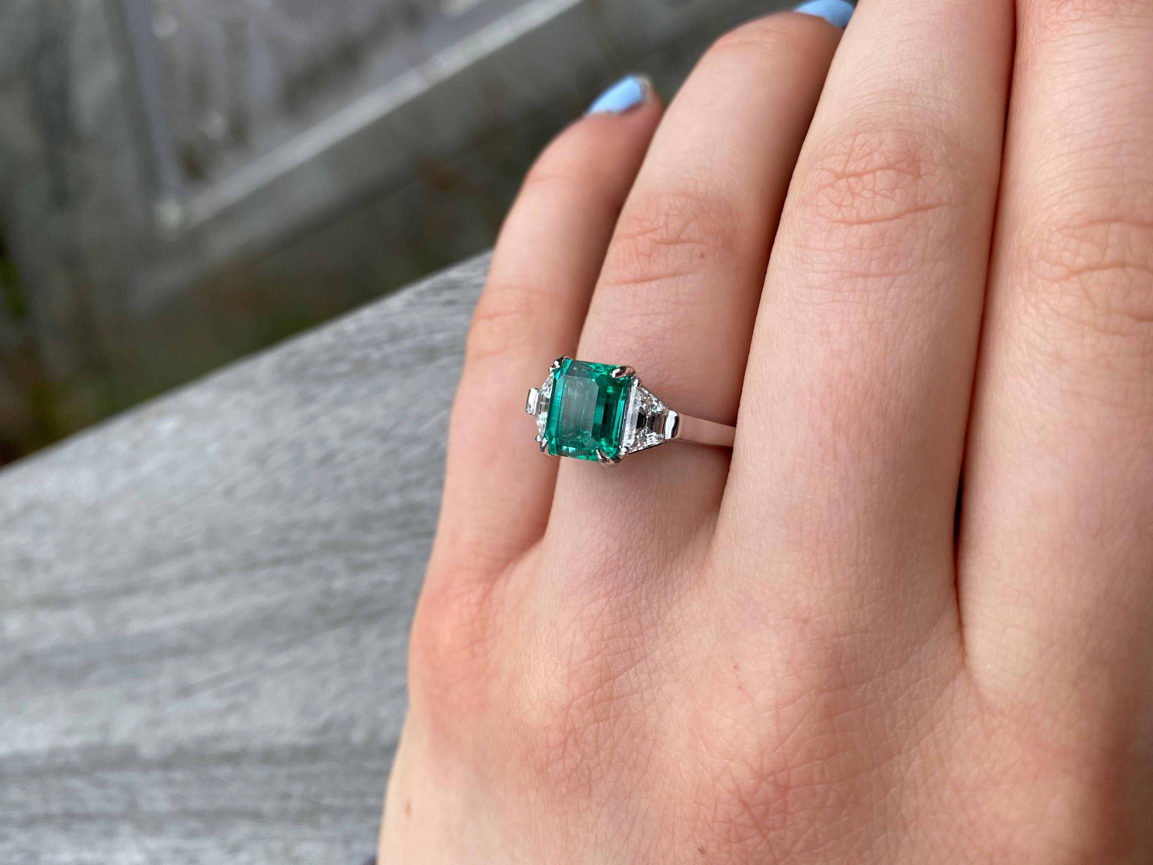 2.72 Carat Emerald and Diamond Ring in Platinum 2