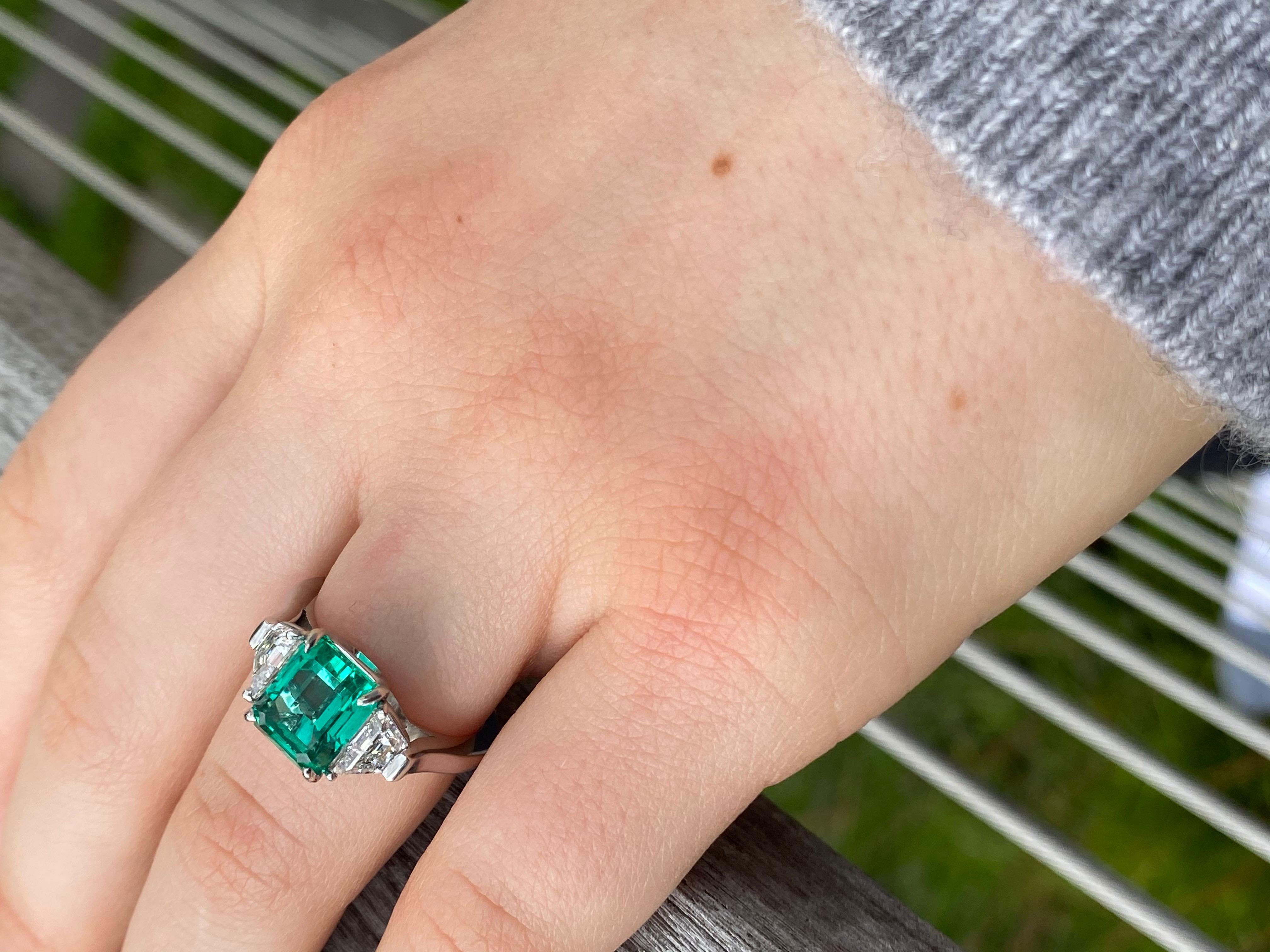 2.72 Carat Emerald and Diamond Ring in Platinum 4