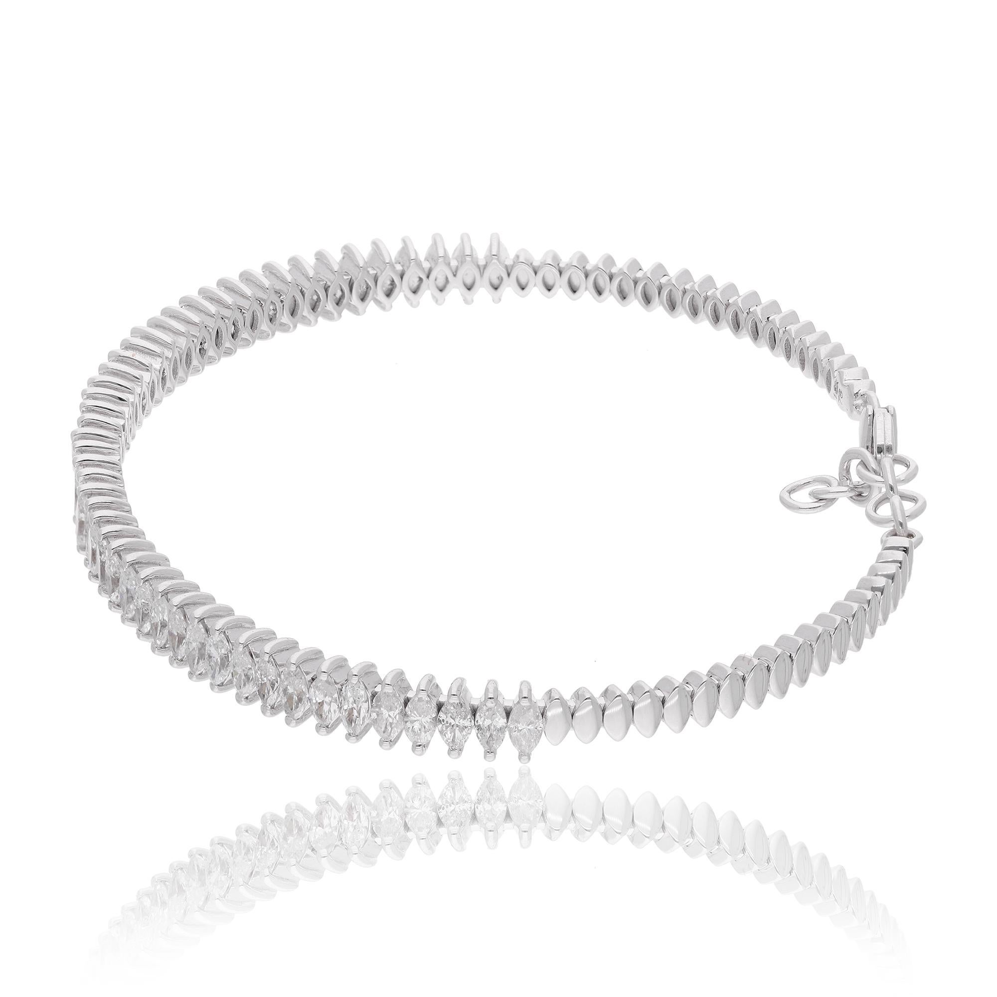 This stunning Diamond Tennis Bracelet is a luxurious and timeless accessory that will add a touch of elegance to any outfit. The bracelet features a continuous row of sparkling marquise diamonds. This bracelet is available in 10k/14k/18k, Rose