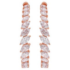 2,72 Karat Marquise Diamond Hoop Earrings 18 Karat Rose Gold Handmade Jewelry