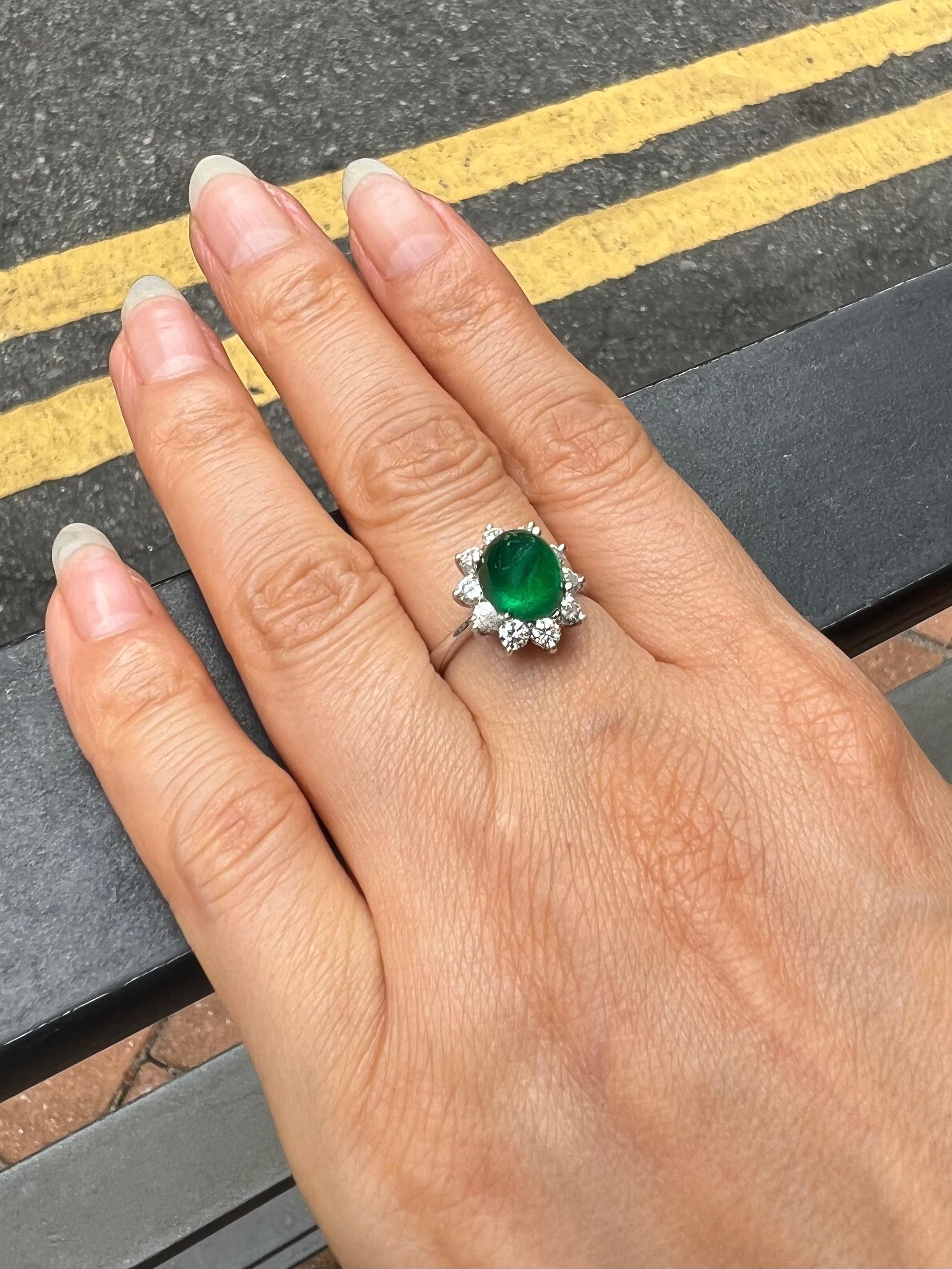 Women's GRS Certified 2.72 Cts Columbian Minor Muzo Emerald Ring. Special Appendix  For Sale
