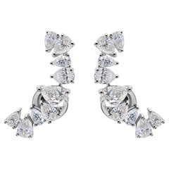 2.72 Carat Natural SI/H Diamond Curve Shape Stud Ears 14 Karat White Gold