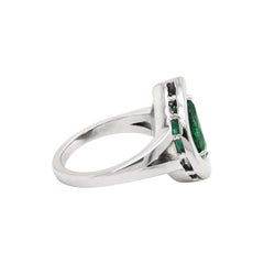 2.72 Carat Pear Shaped Emerald Platinum Ring