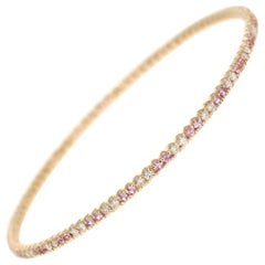 2.72 Carat Pink Sapphire Diamond 14 Karat Yellow Gold Eternity Bangle