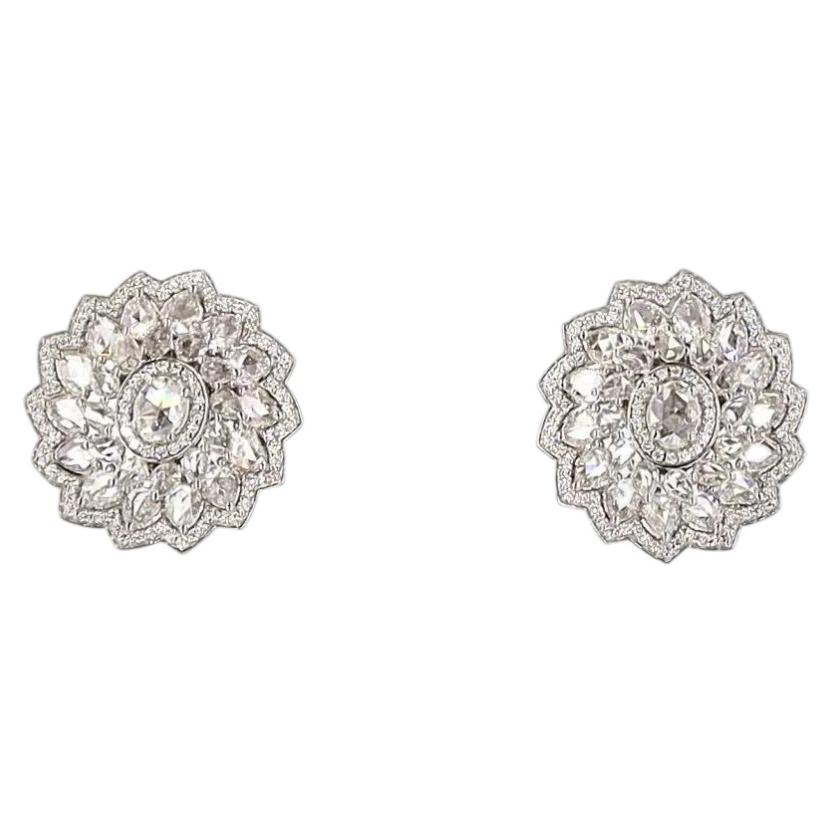 2.72 Carat Round Brilliant Cut Diamond Gold Earrings