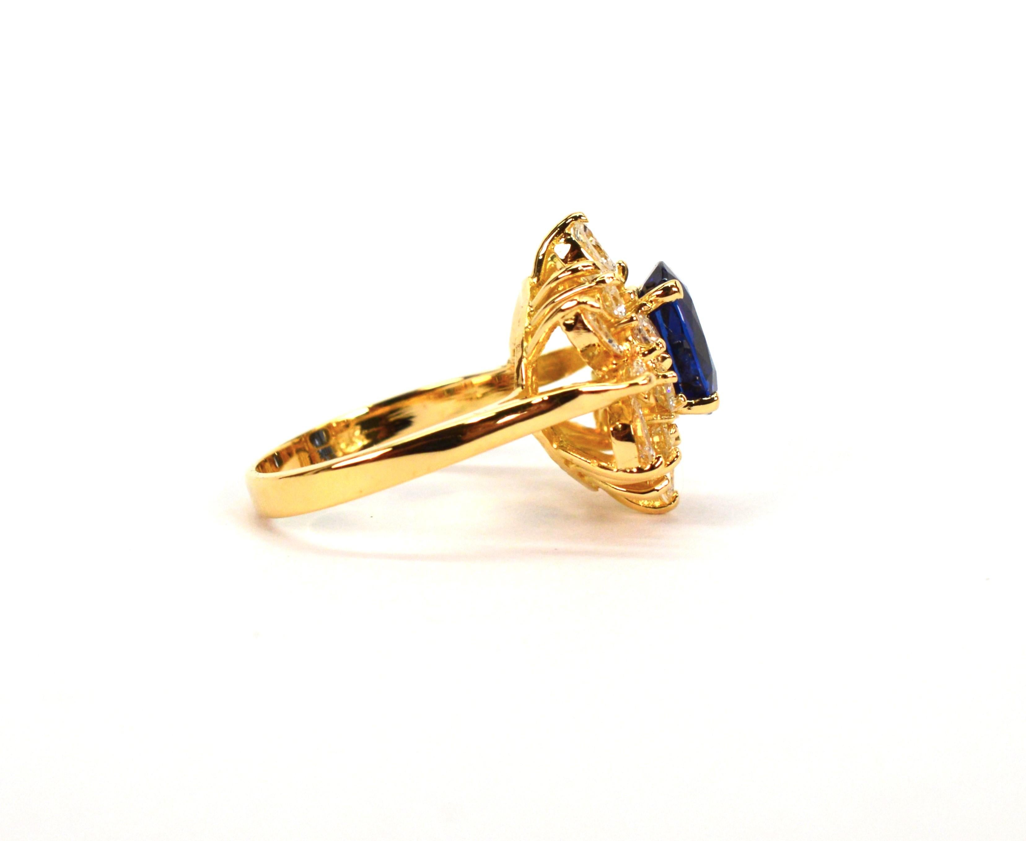 Verlobungsring aus 18 Karat Gelbgold mit 2,72 Karat Saphir und Diamant mit GAL-Zertifikat im Angebot 5