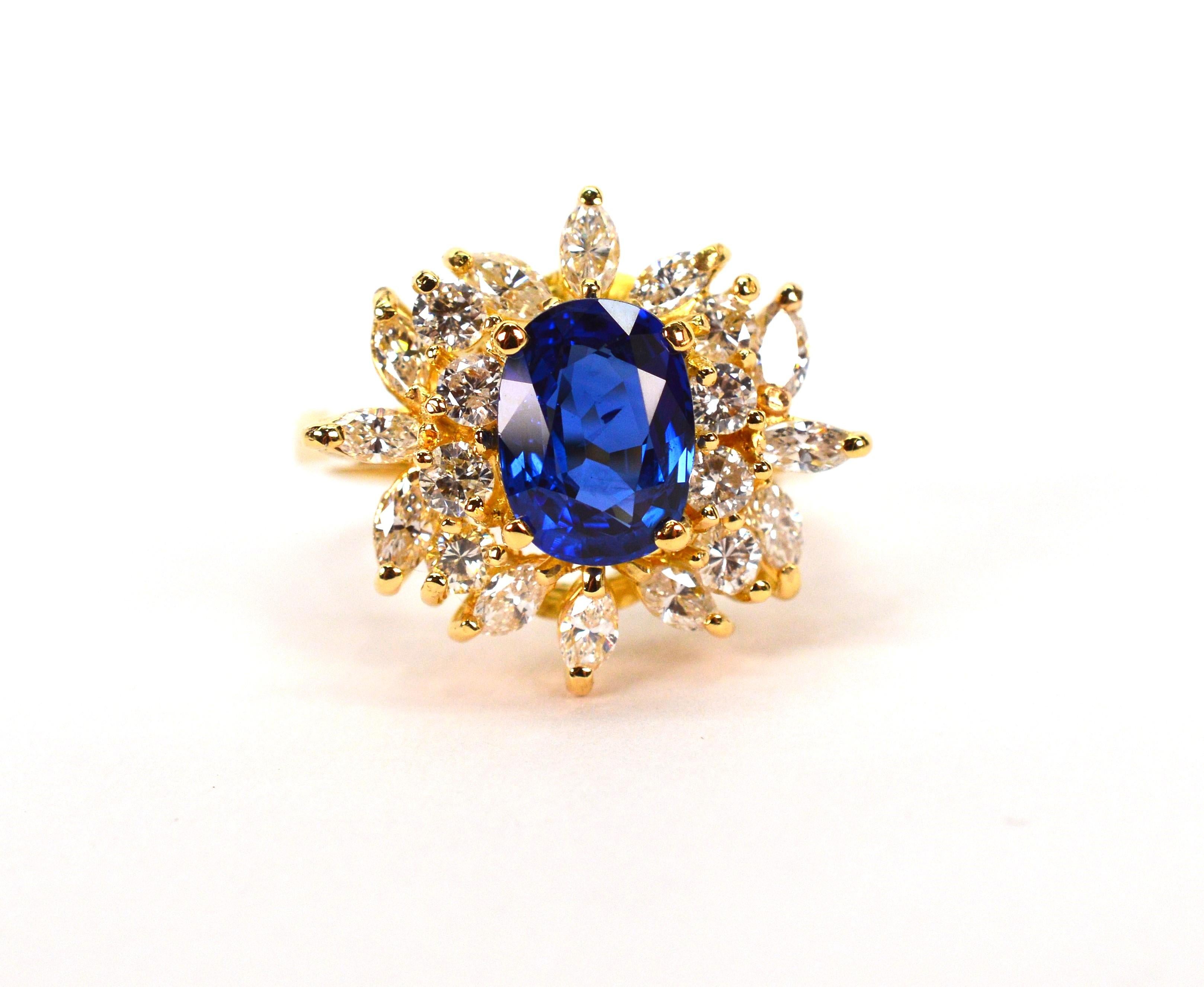 Verlobungsring aus 18 Karat Gelbgold mit 2,72 Karat Saphir und Diamant mit GAL-Zertifikat im Angebot 6