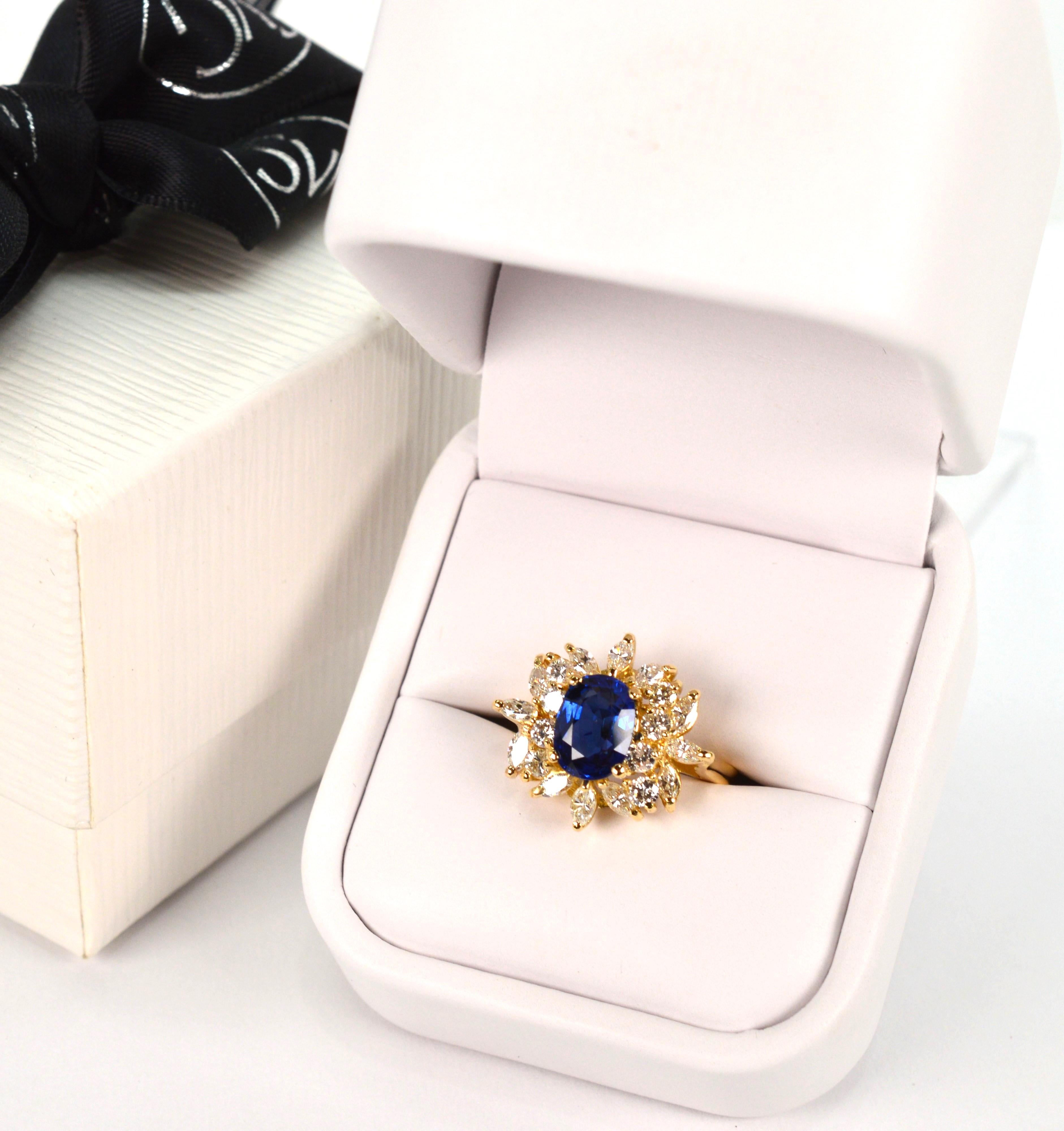 Verlobungsring aus 18 Karat Gelbgold mit 2,72 Karat Saphir und Diamant mit GAL-Zertifikat im Angebot 7
