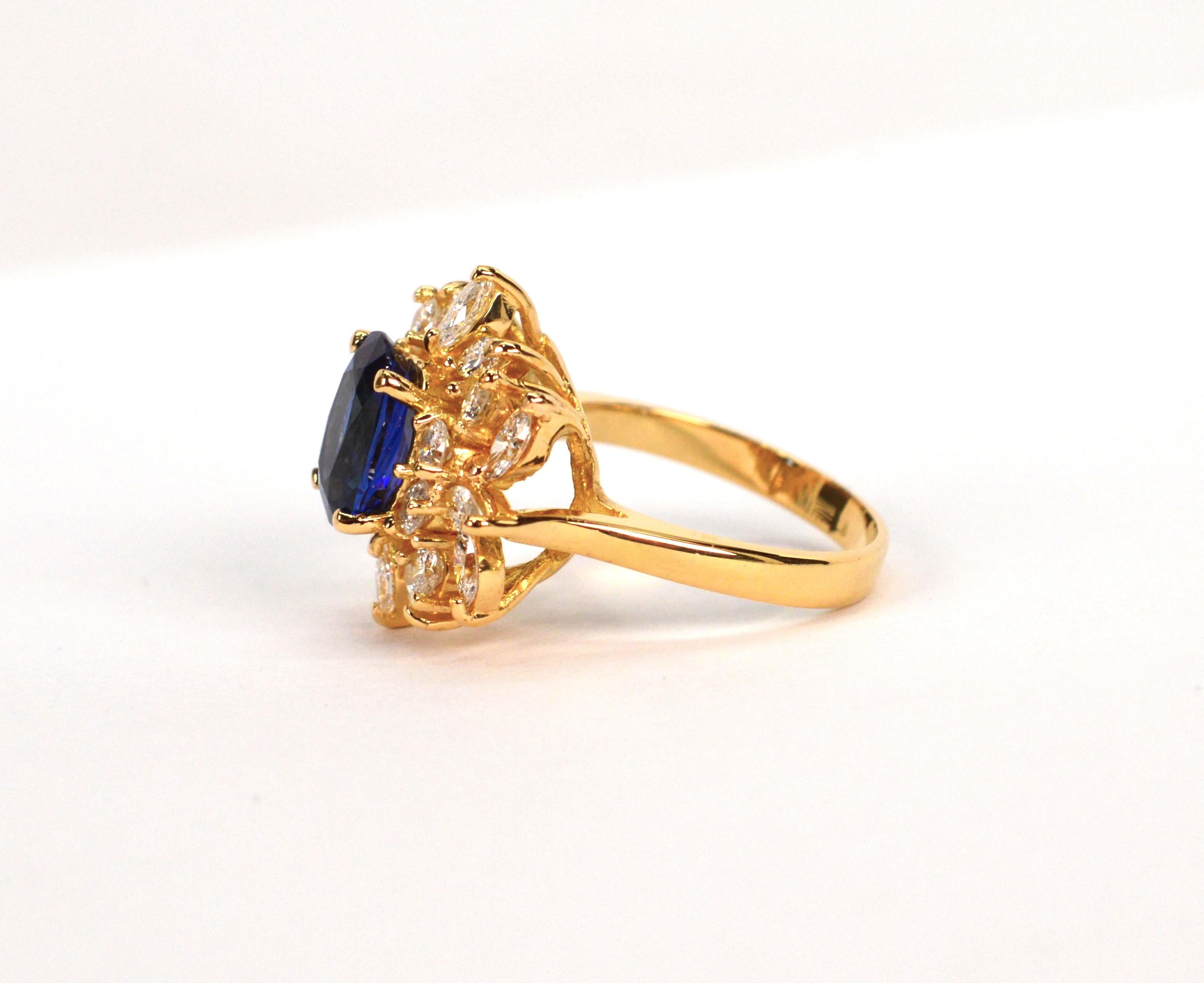 Verlobungsring aus 18 Karat Gelbgold mit 2,72 Karat Saphir und Diamant mit GAL-Zertifikat im Angebot 4