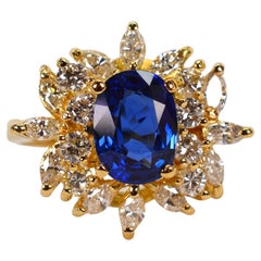 Anillo de compromiso de oro amarillo de 18 quilates con diamante zafiro de 2,72 quilates y certificado GAL