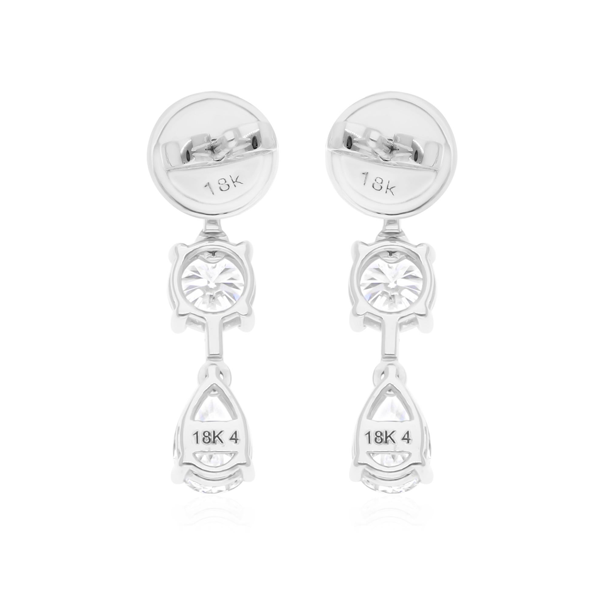 2,72 Karat SI/H Birnenschliff Diamant-Ohrringe mit Smaragdschliff 14 Karat Weißgold Schmuck Damen im Angebot