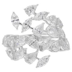 Anillo de diamantes talla brillante SI/H pera marquesa de 2,72 quilates y 14 quilates de oro blanco