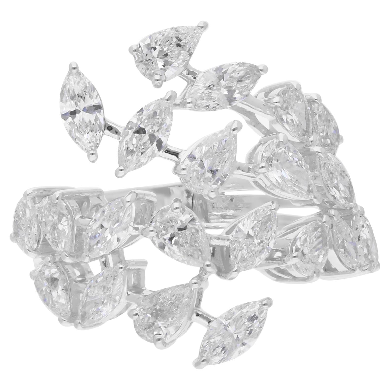 2.72 Carat SI/H Pear Marquise Brilliant Cut Diamond Ring 14 Karat White Gold