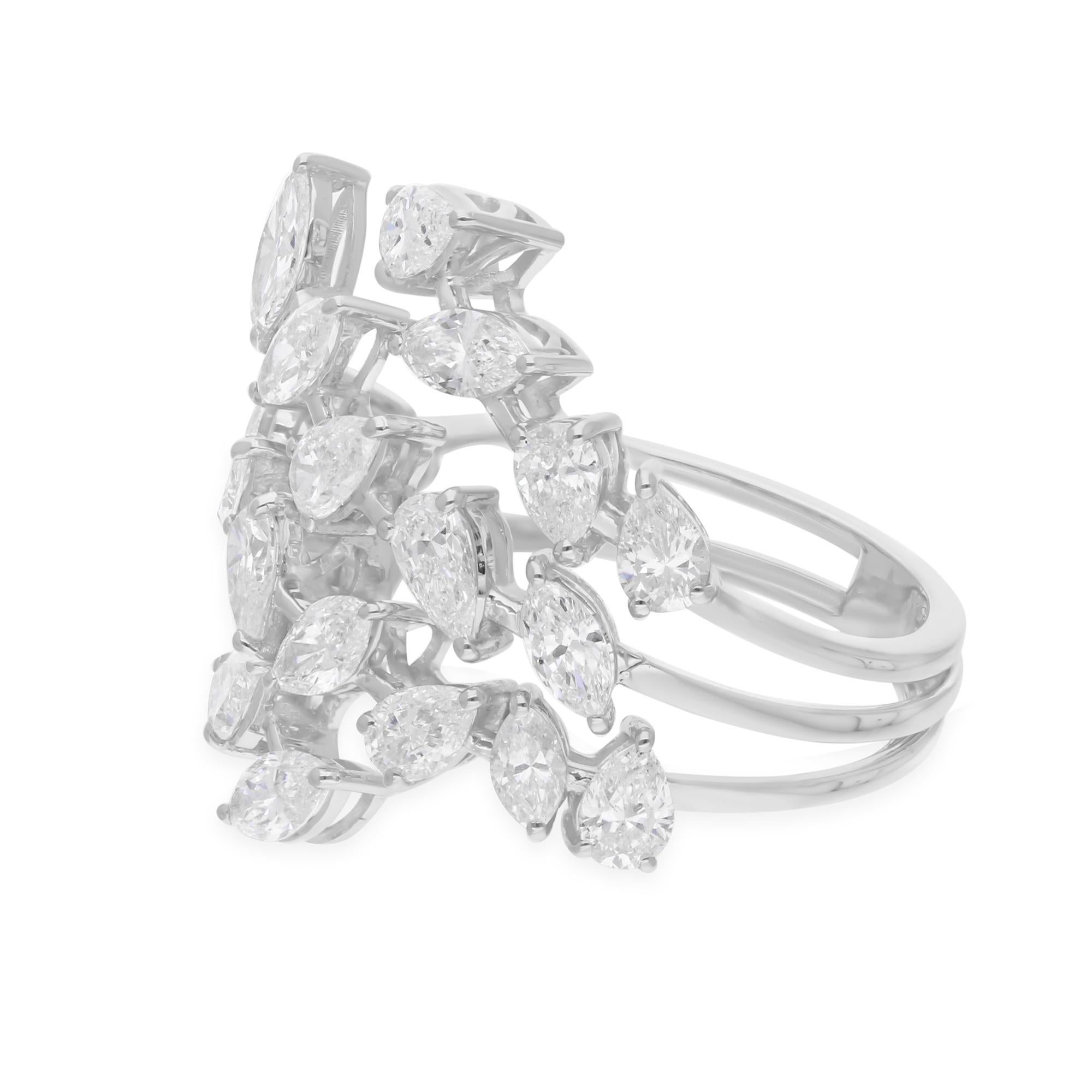 Modern 2.72 Carat SI/H Pear Marquise Brilliant Cut Diamond Ring 18 Karat White Gold For Sale
