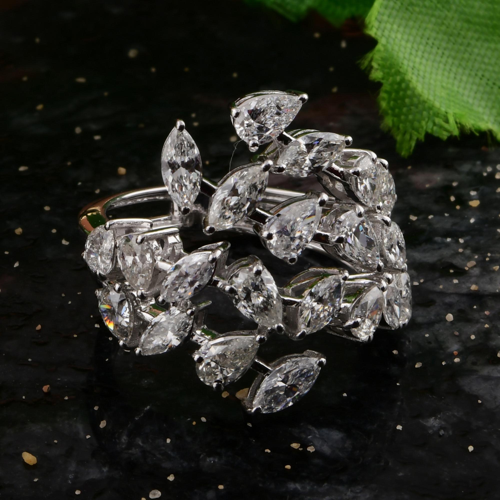 Pear Cut 2.72 Carat SI/H Pear Marquise Brilliant Cut Diamond Ring 18 Karat White Gold For Sale