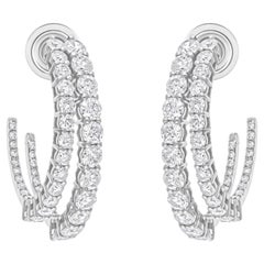 2.72 Carat SI/H Round Brilliant Cut Diamond Hoop Earrings 18 Karat White Gold