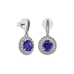 Sunita Nahata Tanzanite 2.72ct. Drop Earrings in 18KWG with Diamond.