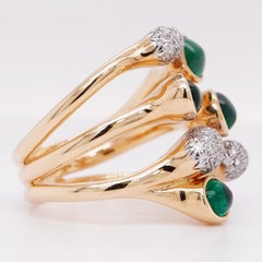 2,72 Karat Exotischer Tiefgrüner Smaragd & Diamant ''Vines'' Climber 18K Ring