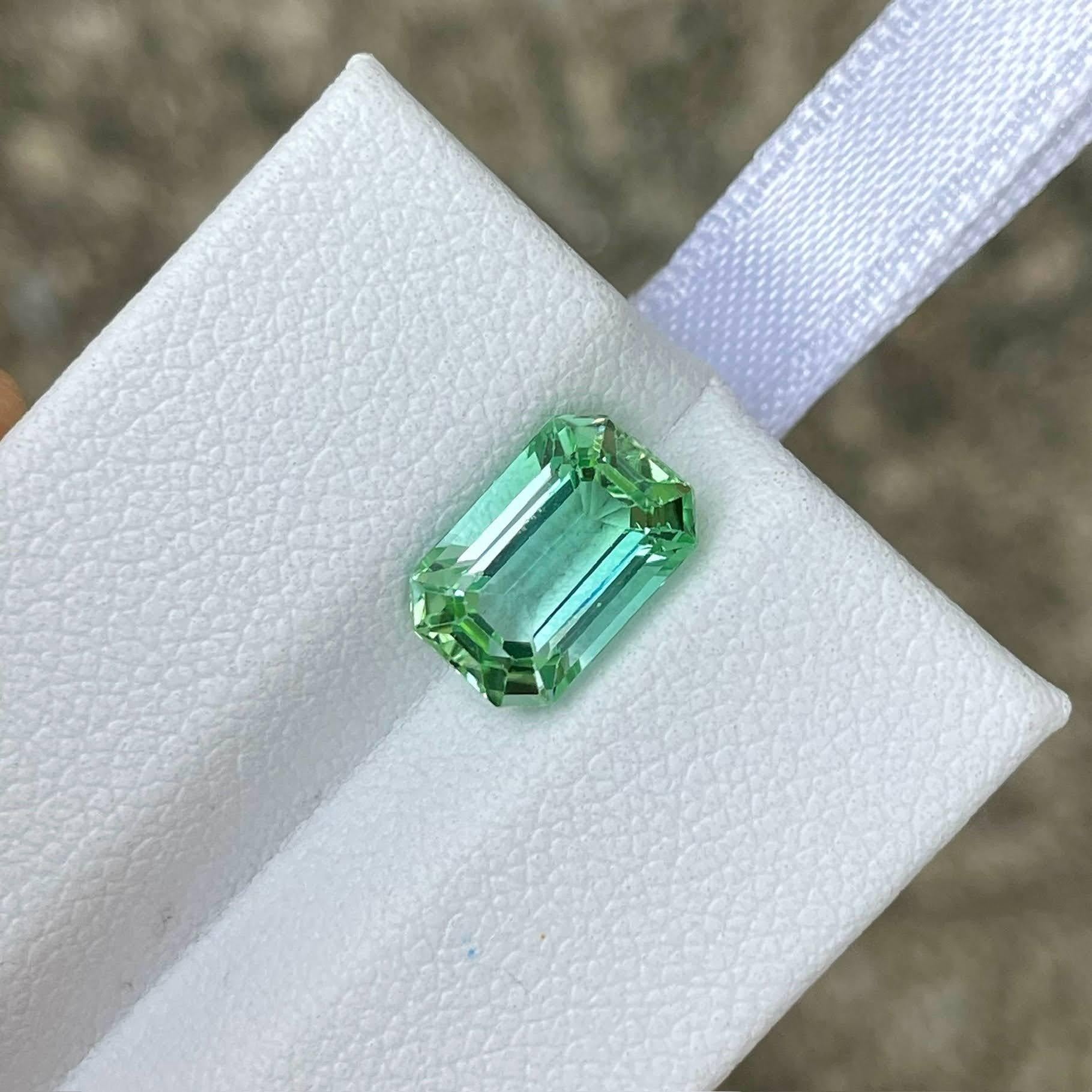 Moderne Pierre précieuse afghane de 2.72 carats, tourmaline verte menthe, taille émeraude en vente
