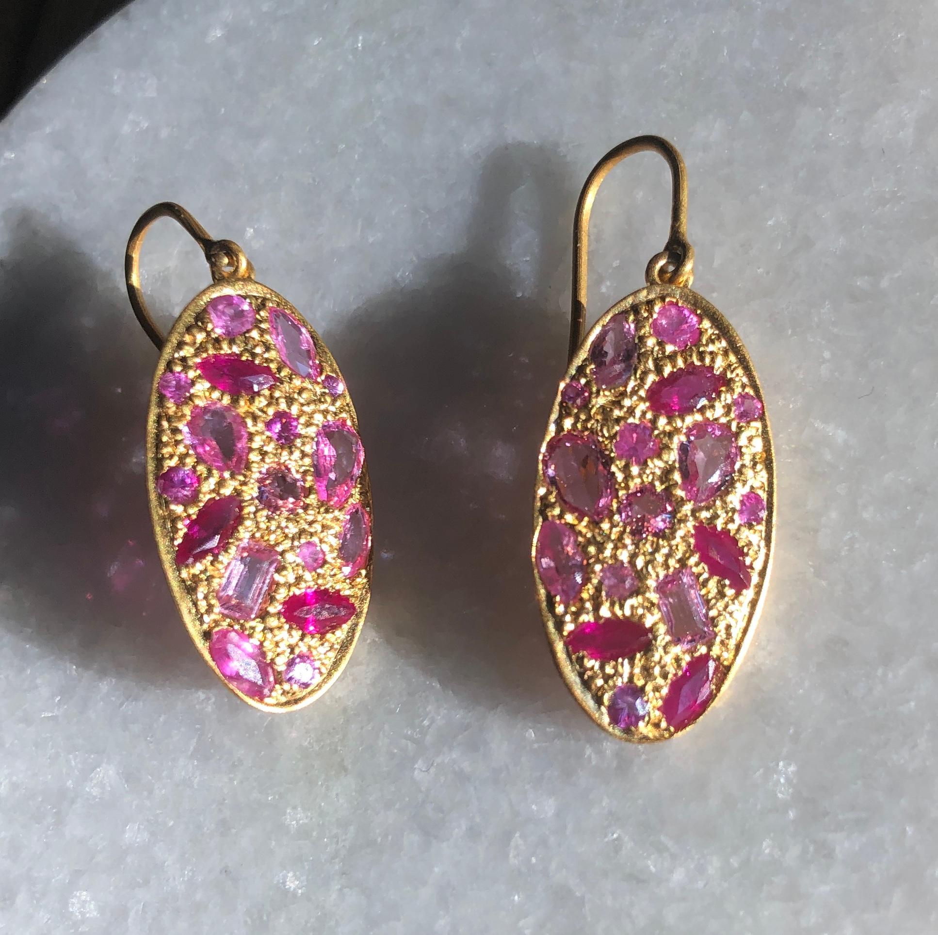 2.72 Carat Pink Sapphire Gold Oval Earrings by Lauren Harper 3