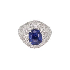 2.72 cts Blue Sapphire 18K Gold Ring with Diamonds