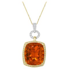 27.21ct Fire Opal Pendant with 0.55tct Diamonds Set in 18K Two Tone Gold