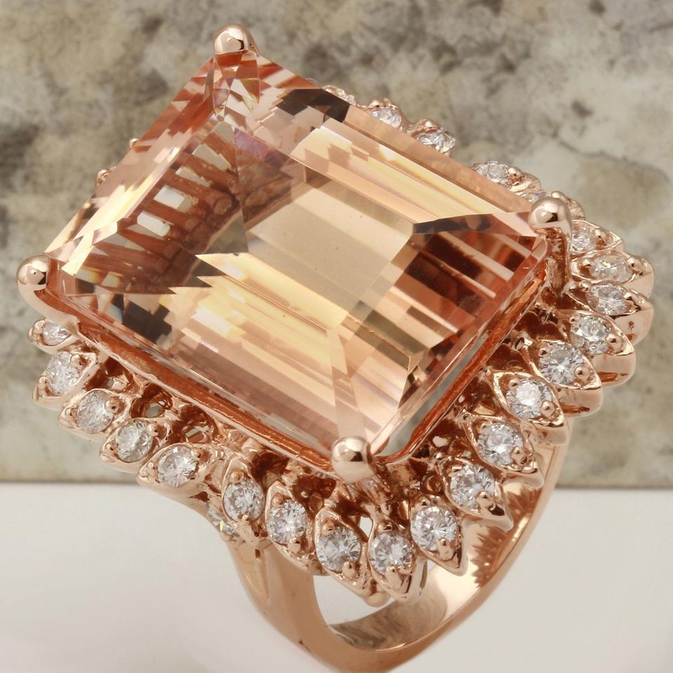 27.25 Carat Exquisite Natural Peach Morganite and Diamond 14K Solid Rose Gold In New Condition For Sale In Los Angeles, CA