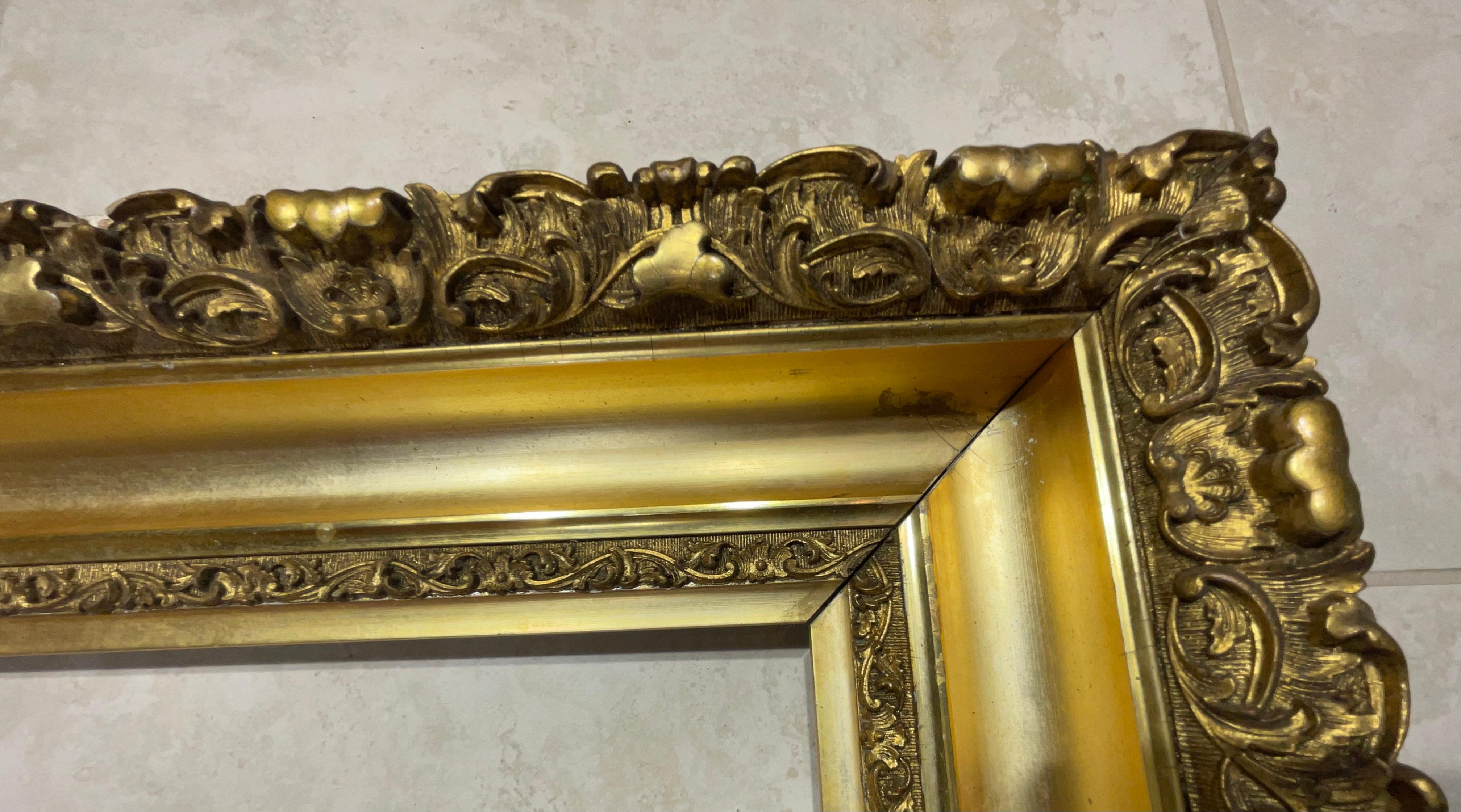 Antique Gold Leaf Wood Frame For Sale 1