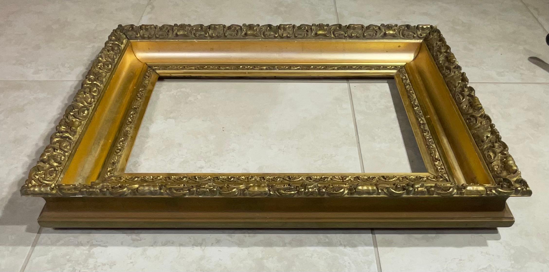 Antique Gold Leaf Wood Frame For Sale 2