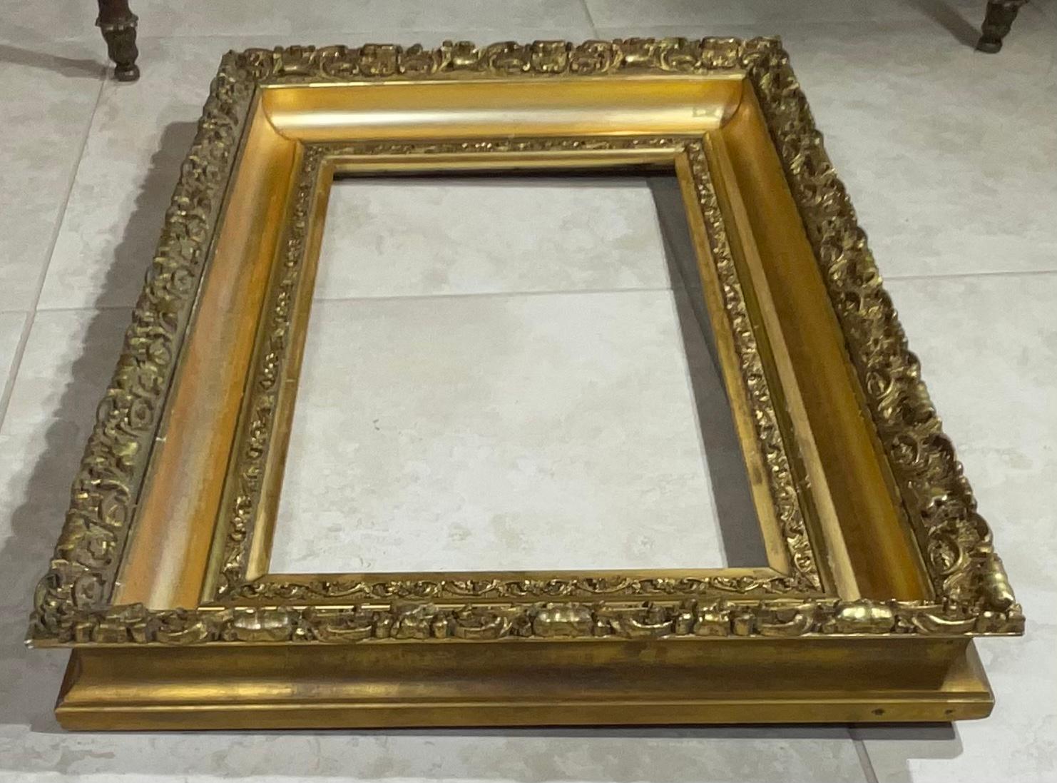 Antique Gold Leaf Wood Frame For Sale 4