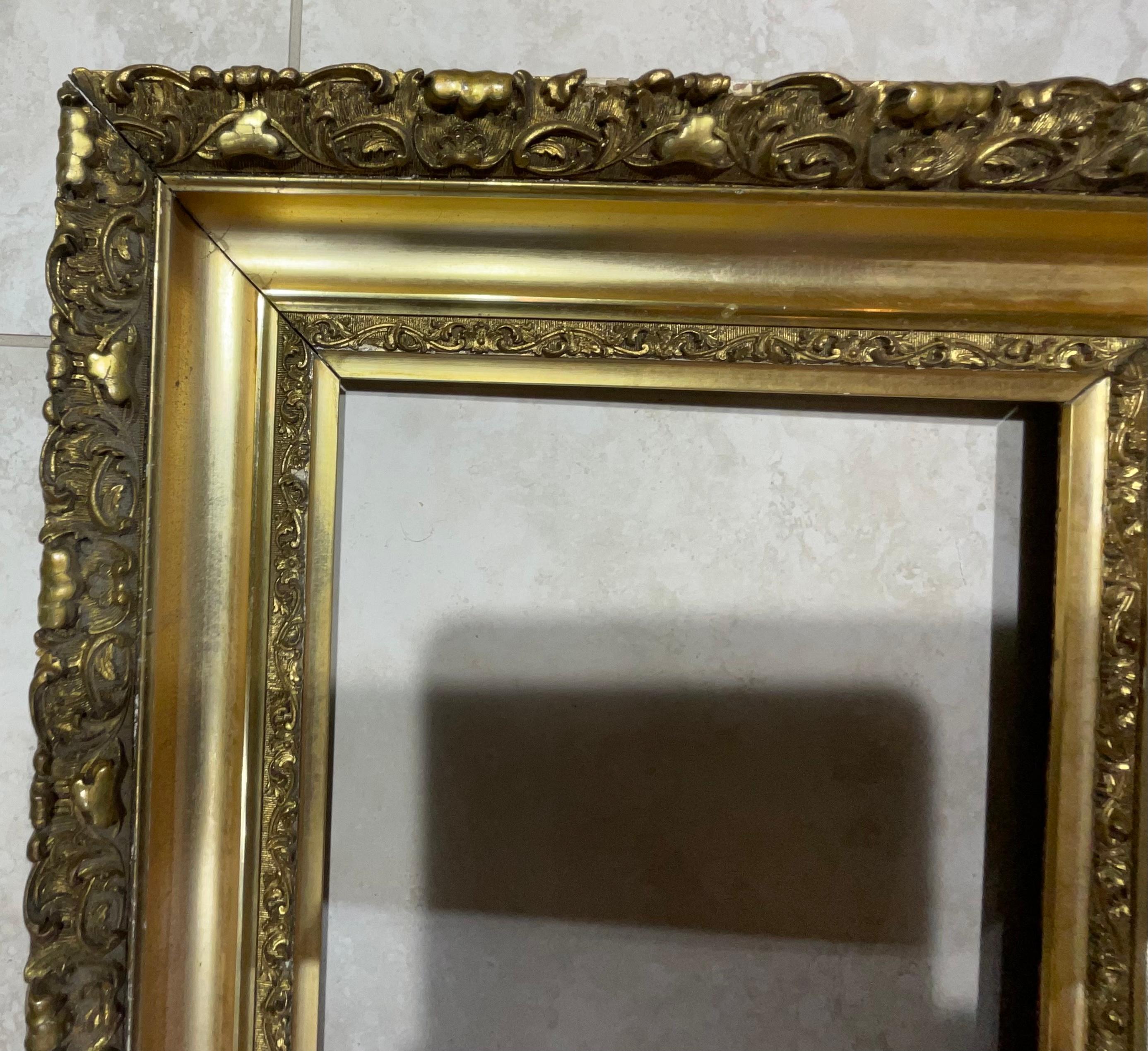 20th Century Antique Gold Leaf Wood Frame For Sale