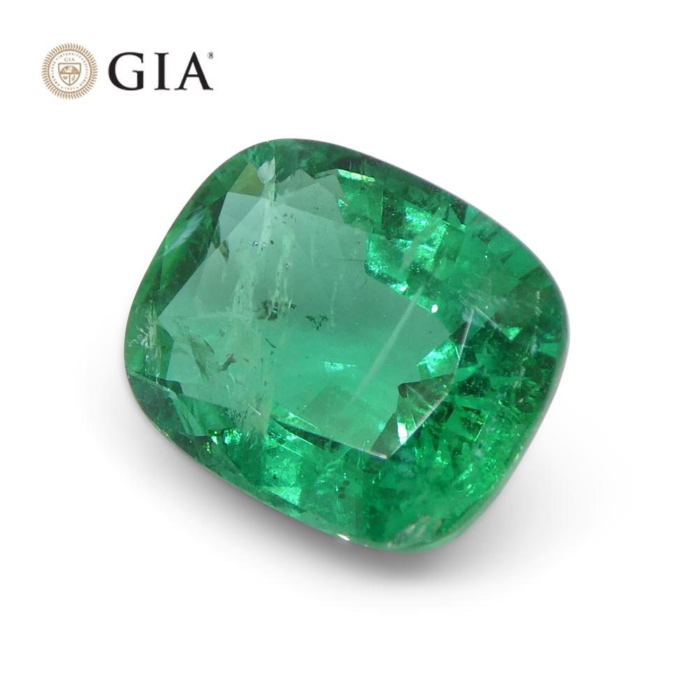 2.72ct Cushion Green Emerald GIA Certified Zambia 6